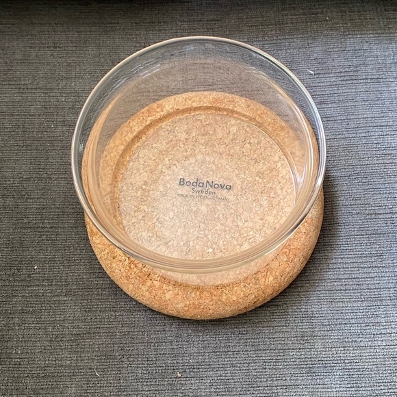 Vtg Signe Persson Melin Boda Nova Sweden Glass Heat Resistant Bowl & Cork Trivet - Picture 3 of 7